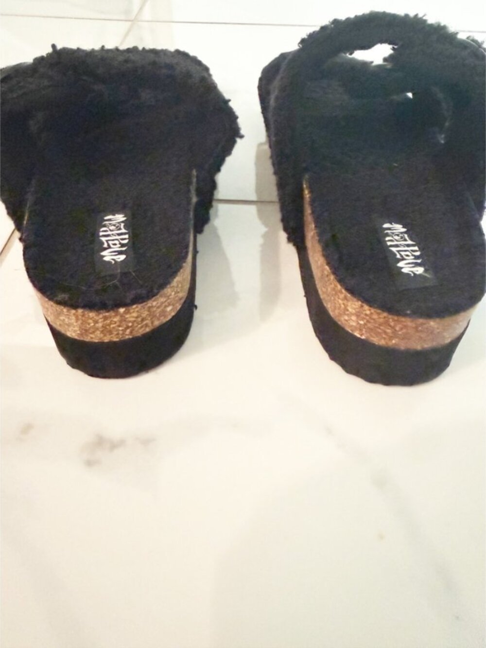 Mad Love Selema Black Boucle Lined Footbed Sandals 9 - Picture 7 of 11